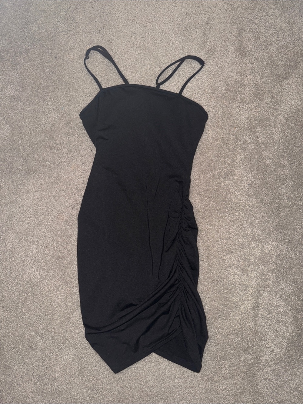 Women's Black Ruched Side Dress
